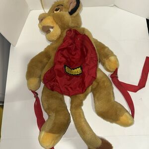 Rare Vintage Disney The Lion King Simba Plush Shoulder Hugging Stuffed Backpack